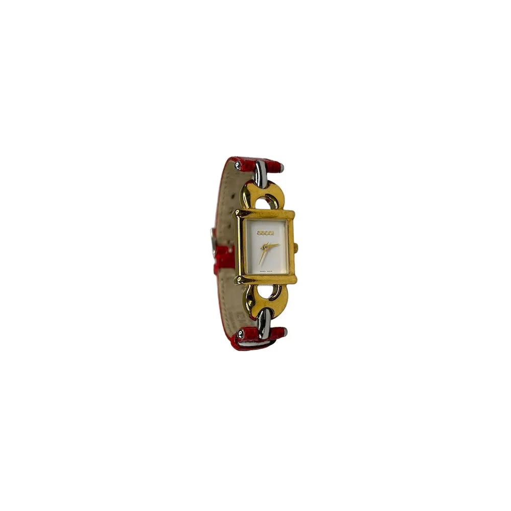 GUCCI 1800L GOLD TONED QUARTZ WATCH W/ INTERCHANGABLE BANDS