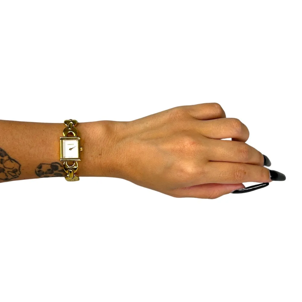 GUCCI 1800L GOLD TONED QUARTZ WATCH W/ INTERCHANGABLE BANDS