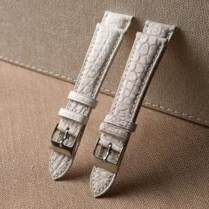 Handmade Crocodile Leather Strap – 20MM x 16MM Himalayan White