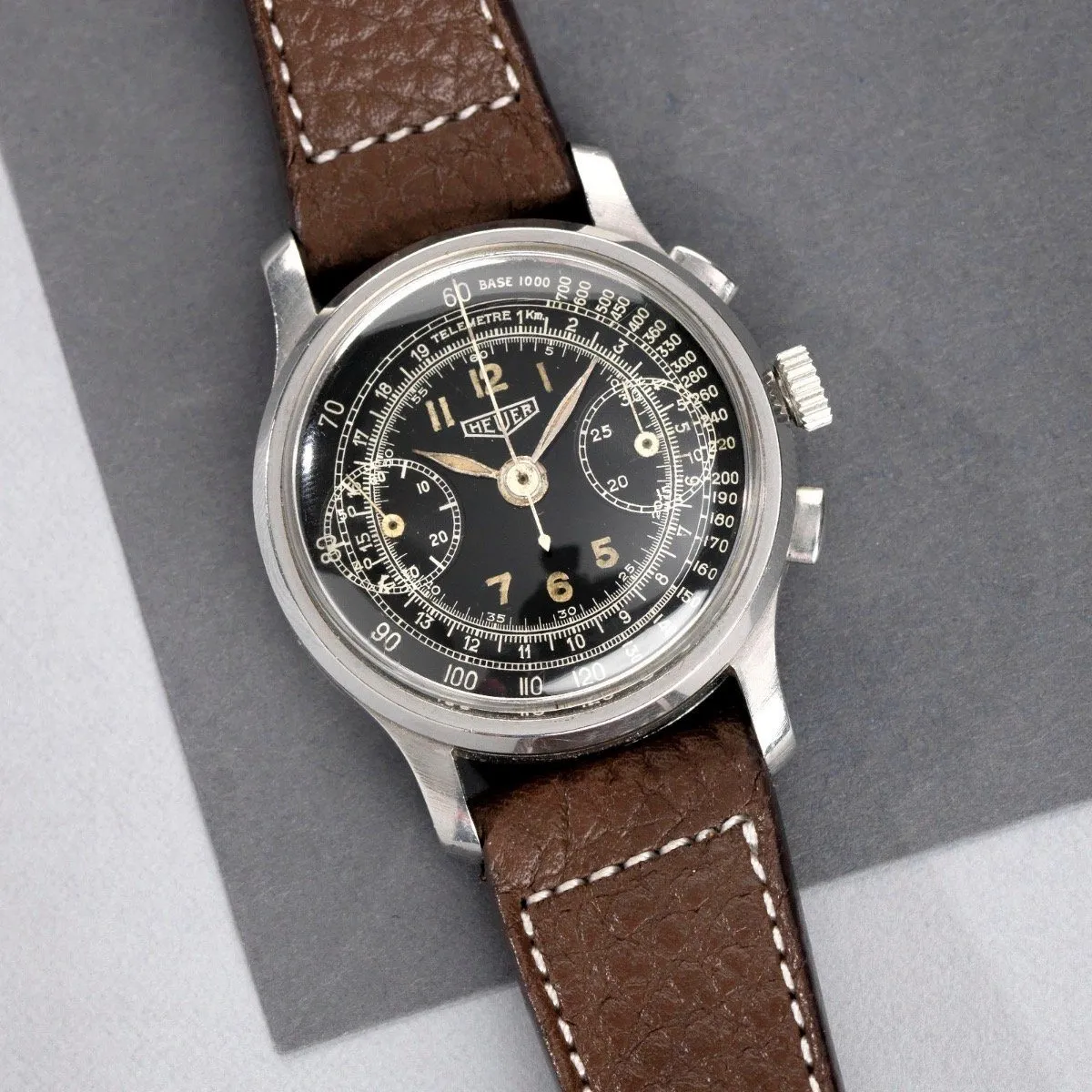Heuer Chrono Ref 2403 1930s Dual Scale Gilt