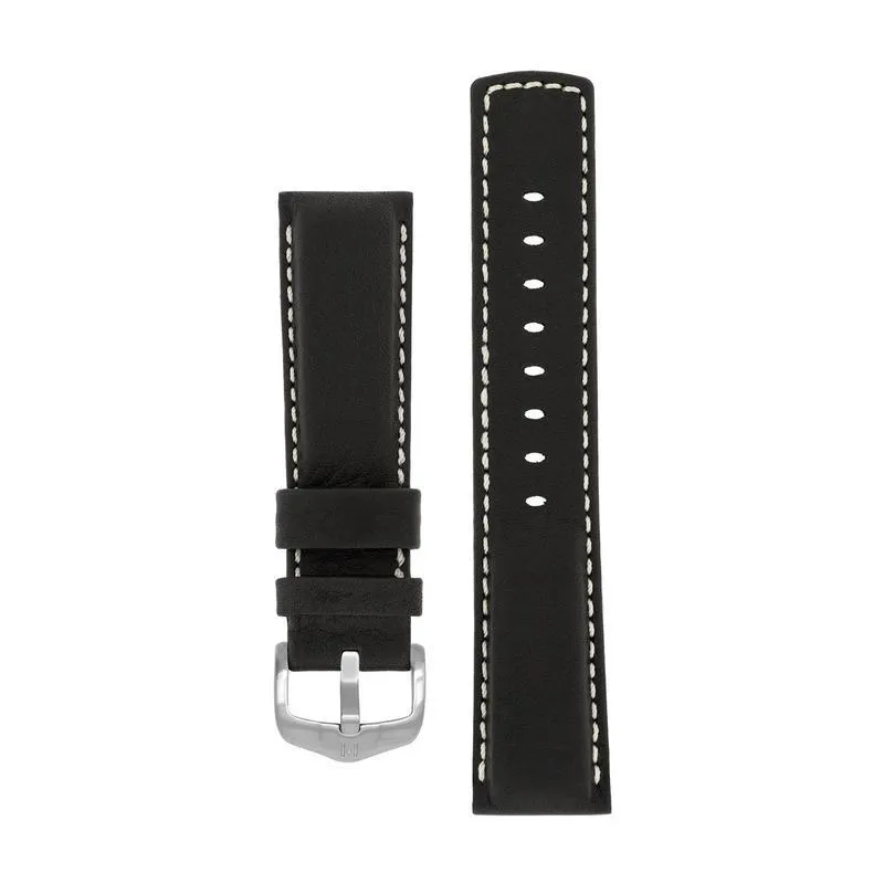 Hirsch MARINER Water-Resistant Leather Watch Strap in BLACK