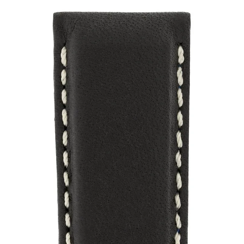 Hirsch MARINER Water-Resistant Leather Watch Strap in BLACK