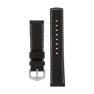 Hirsch MARINER Water-Resistant Leather Watch Strap in BLACK