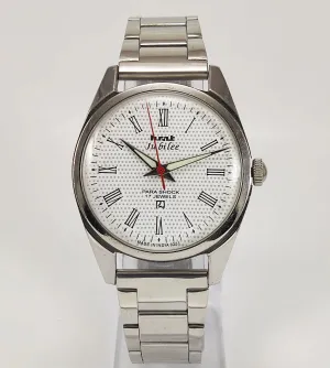 HMT Jubilee Para Shock 17 Jewels White Dial Mechanical Hand winding Men's Wrist Watch