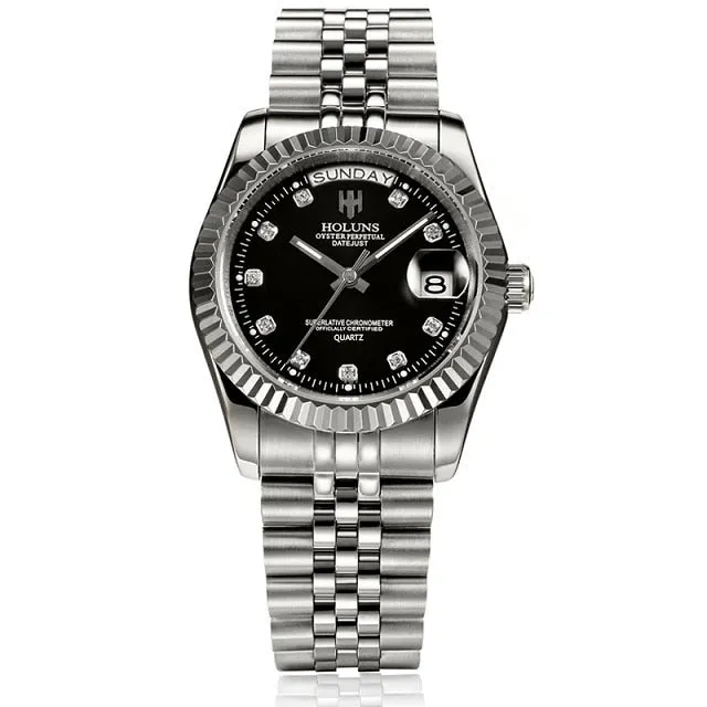 Holuns Gold Diamond Role Quartz Stainless  Men Watches