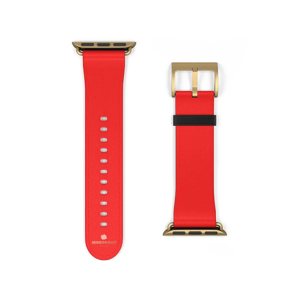 Hot Red Apple Watch Band, Solid Color 38mm/42mm Best Watch Band Strap - Made in USA