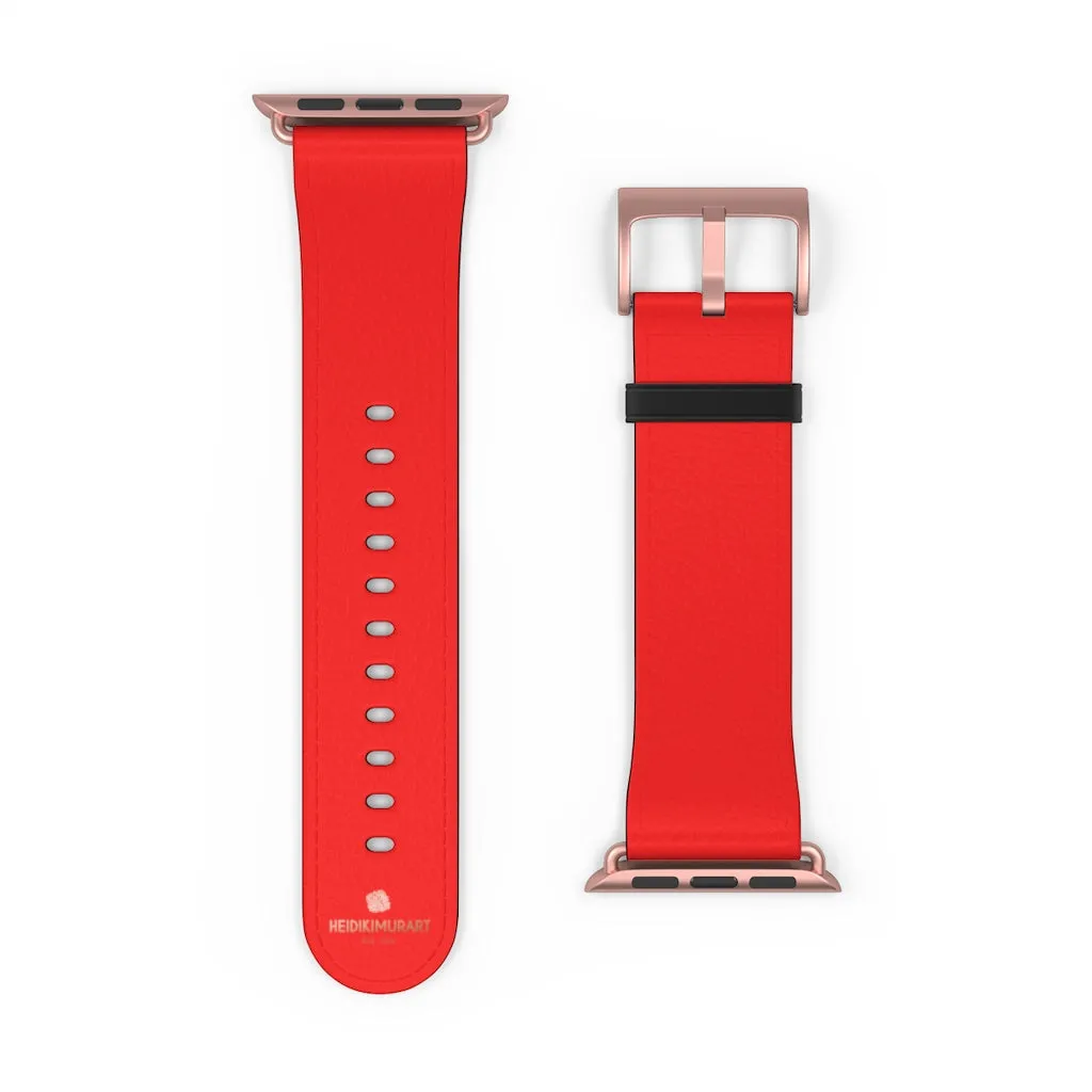 Hot Red Apple Watch Band, Solid Color 38mm/42mm Best Watch Band Strap - Made in USA