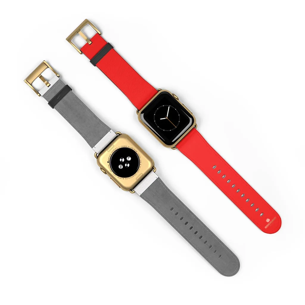 Hot Red Apple Watch Band, Solid Color 38mm/42mm Best Watch Band Strap - Made in USA