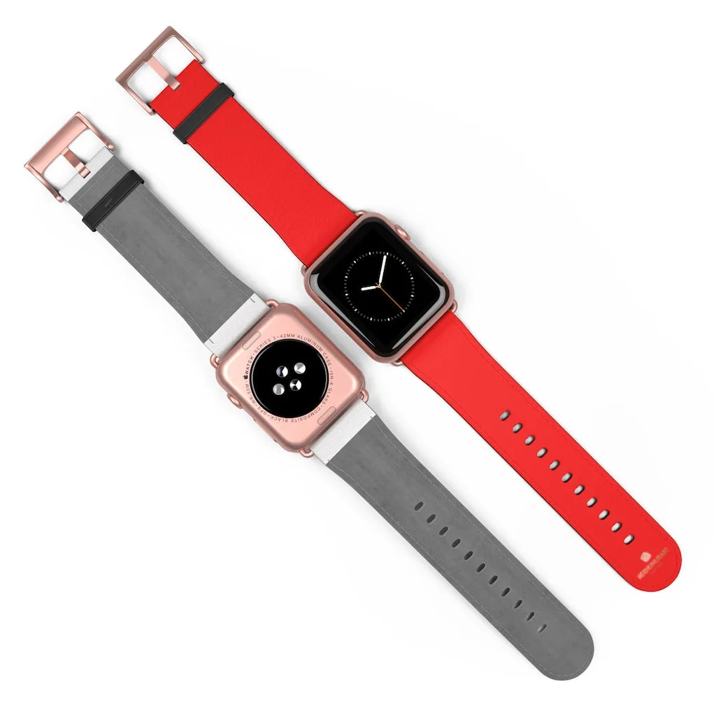 Hot Red Apple Watch Band, Solid Color 38mm/42mm Best Watch Band Strap - Made in USA