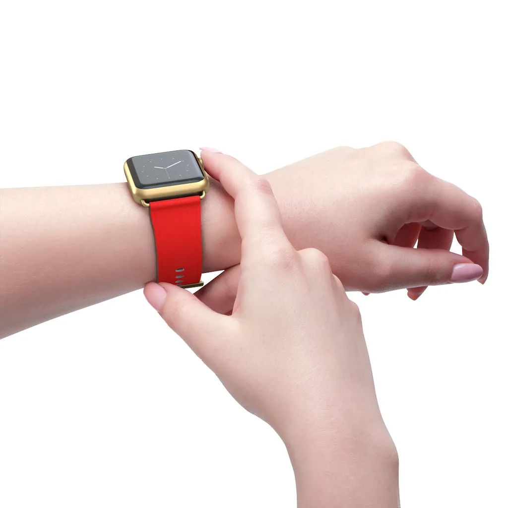 Hot Red Apple Watch Band, Solid Color 38mm/42mm Best Watch Band Strap - Made in USA