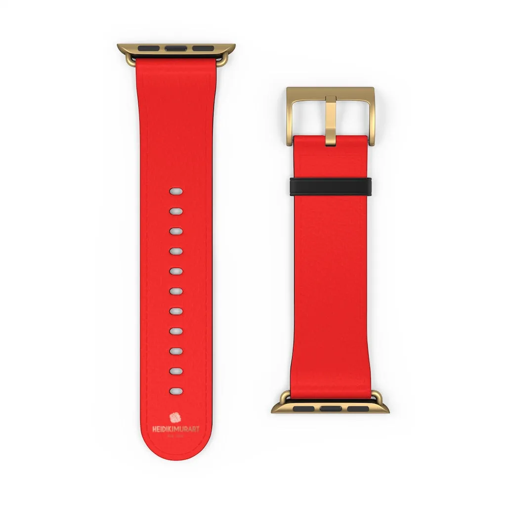 Hot Red Apple Watch Band, Solid Color 38mm/42mm Best Watch Band Strap - Made in USA