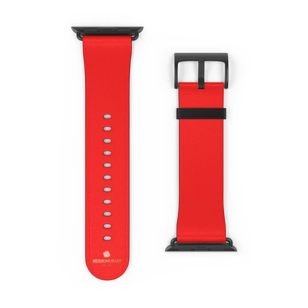 Hot Red Apple Watch Band, Solid Color 38mm/42mm Best Watch Band Strap - Made in USA