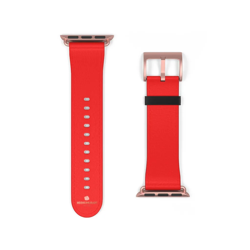 Hot Red Apple Watch Band, Solid Color 38mm/42mm Best Watch Band Strap - Made in USA