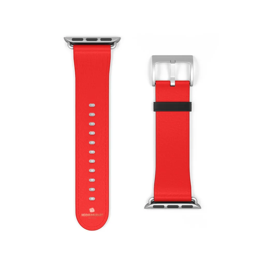 Hot Red Apple Watch Band, Solid Color 38mm/42mm Best Watch Band Strap - Made in USA
