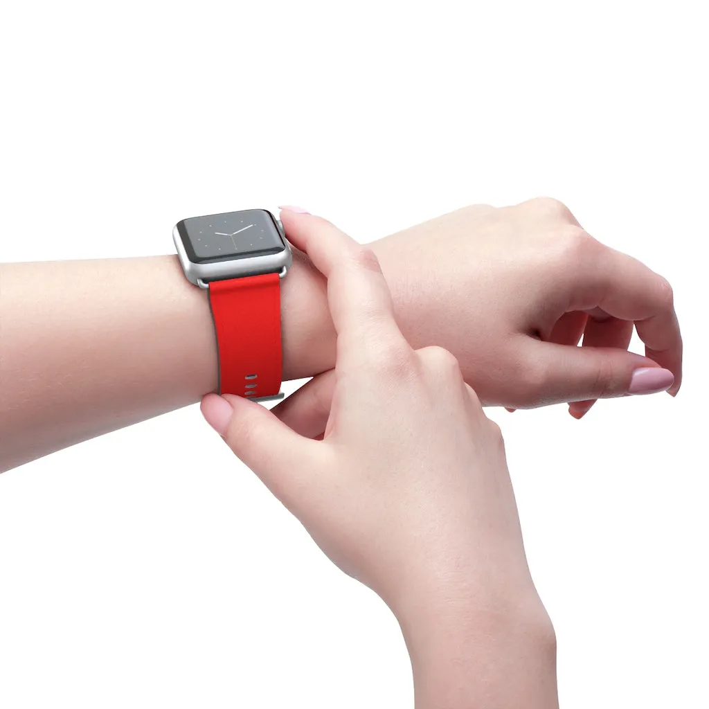 Hot Red Apple Watch Band, Solid Color 38mm/42mm Best Watch Band Strap - Made in USA