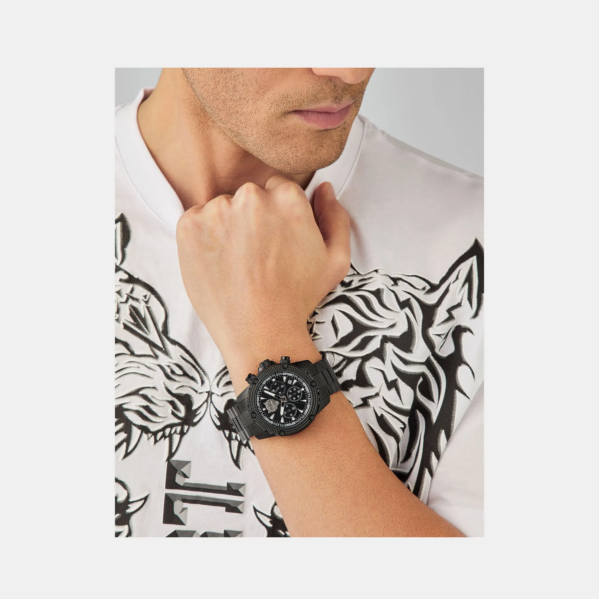 Hurricane Men Black Chronograph Stainless Steel Watch PSDBA1023