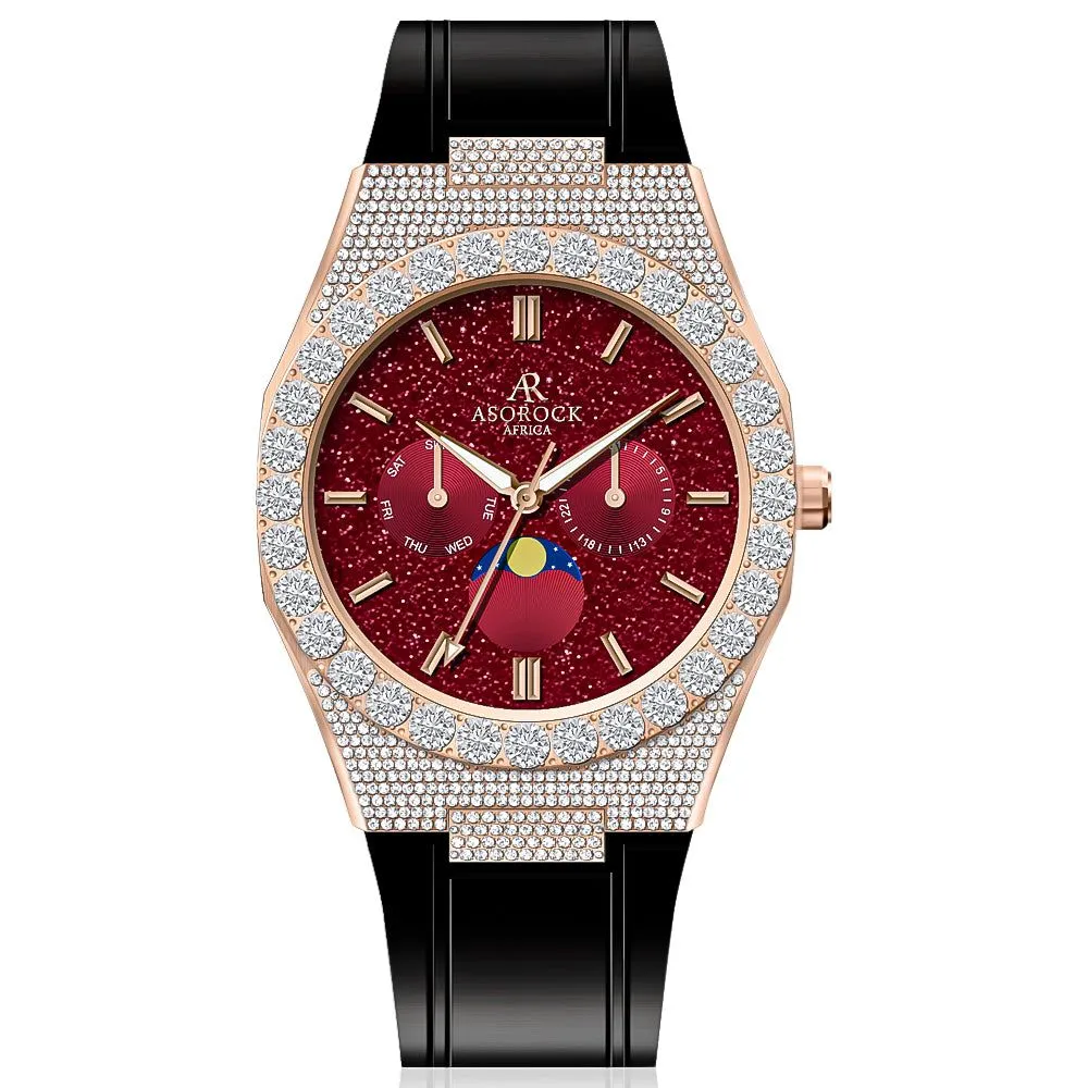 Iced transporter - Big diamond bezel - rubber strap