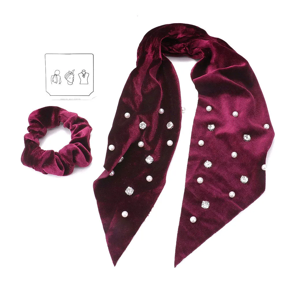 iLLASPARKZ 2PCS - Zebra Pattern Velvet Pony Hair Band / Scarf