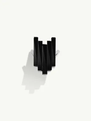 Invidia Black Onyx Column Ring In 18K White Gold