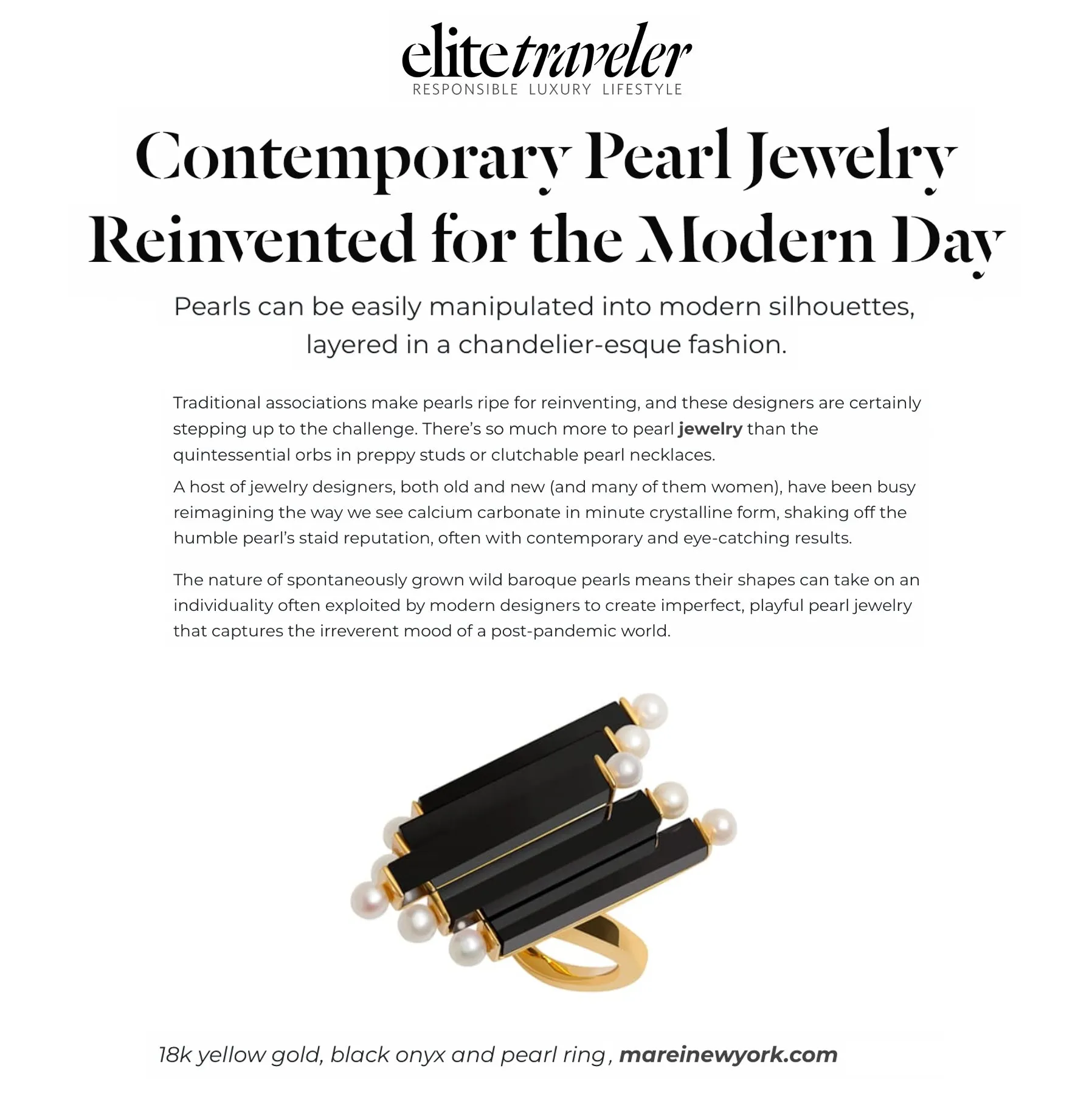 Invidia Black Onyx Column Ring In 18K White Gold