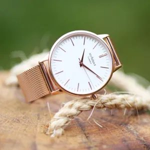 Ladies Handwriting Engraved Watch in Rose Gold