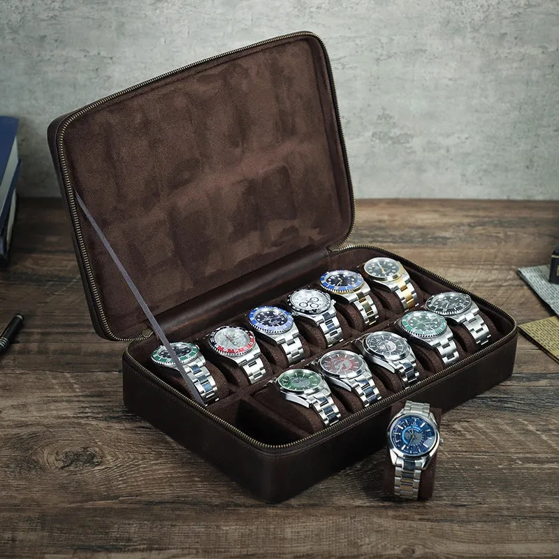 Leather Watch Box for 12 Watches - Free Monogram