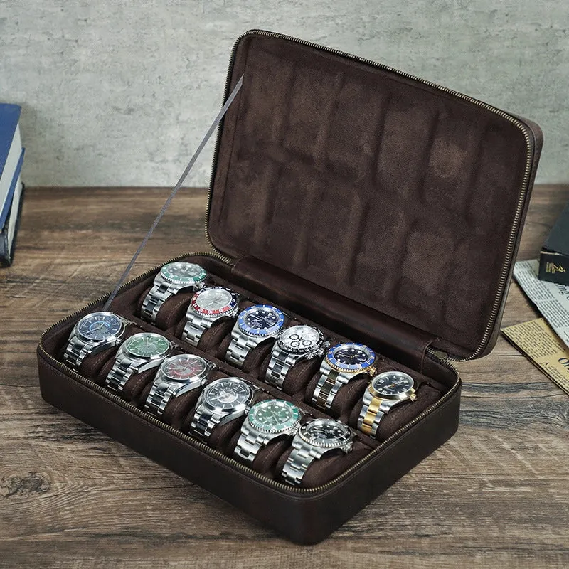 Leather Watch Box for 12 Watches - Free Monogram