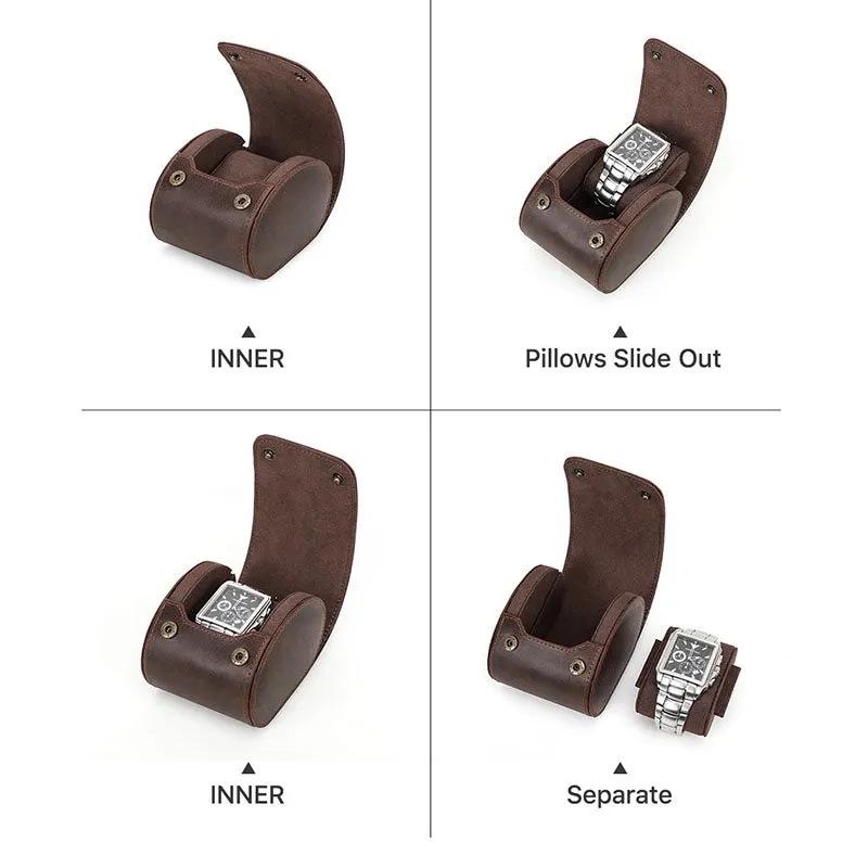 Leather Watch Travel Roll Case for 1 Watch
