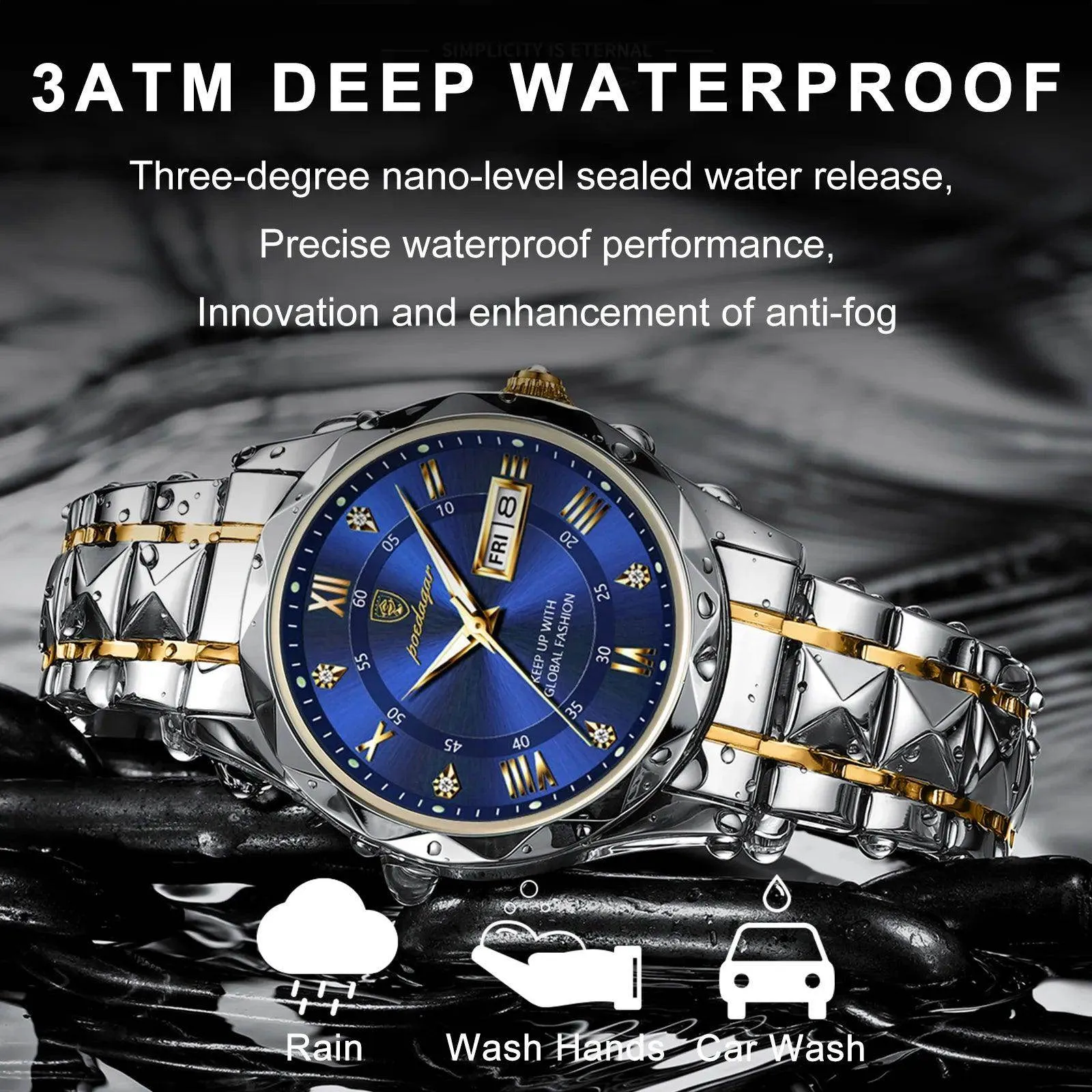 Luxury Wristwatch Stainless Steel Quartz Men's Watch