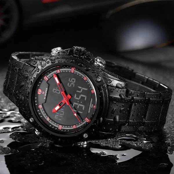 Men Watches NAVIFORCE Luxury Brand Full Steel Quartz Clock Digital LED Watch Army Military Sport Watch