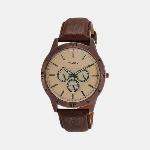 Men's Brown Analog Leather Watch TW000U915