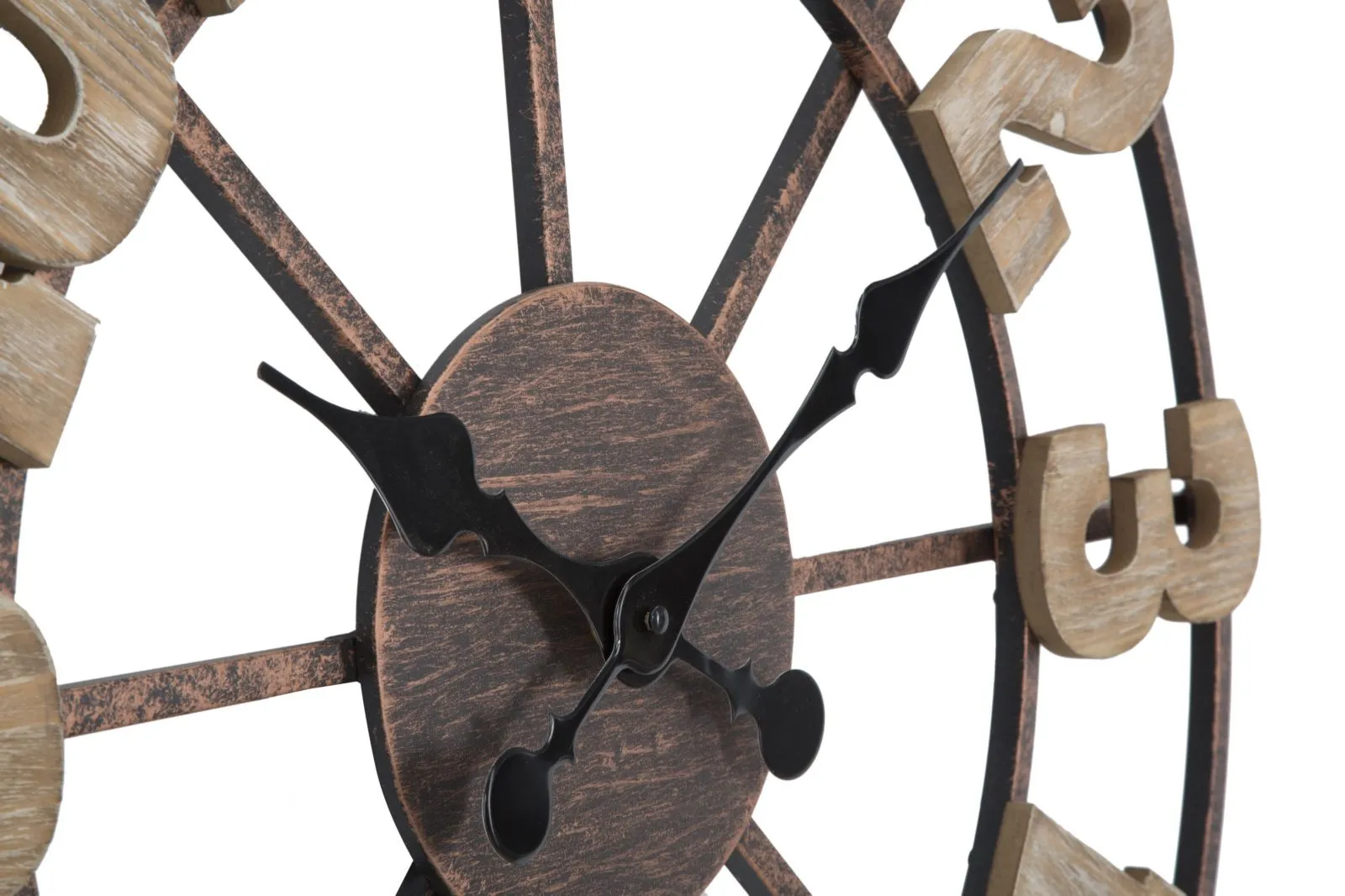 Metal & Wooden Arabic Numbers Wall Clock