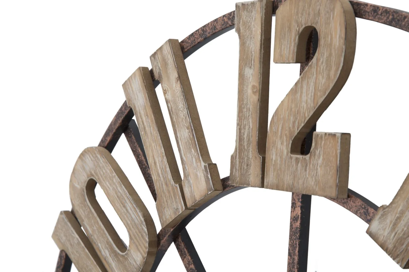 Metal & Wooden Arabic Numbers Wall Clock