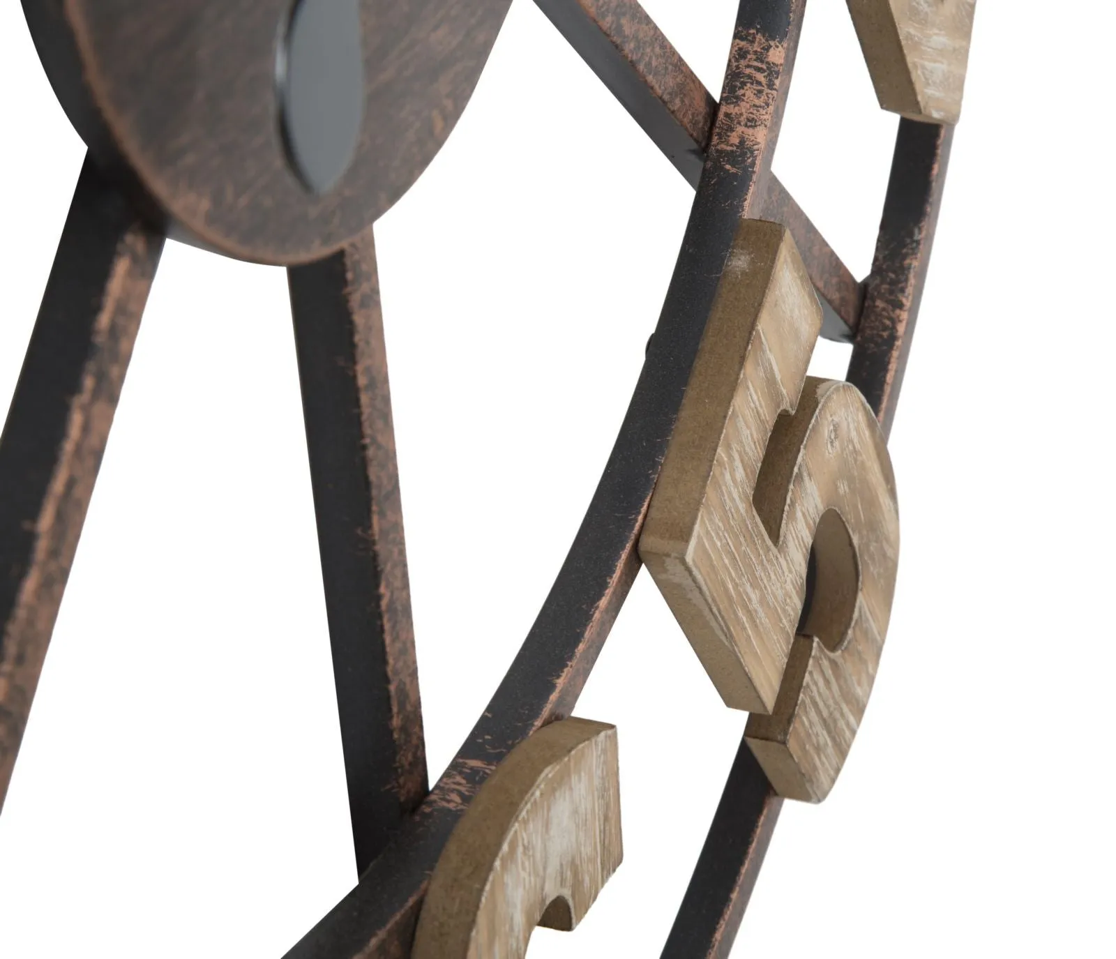 Metal & Wooden Arabic Numbers Wall Clock