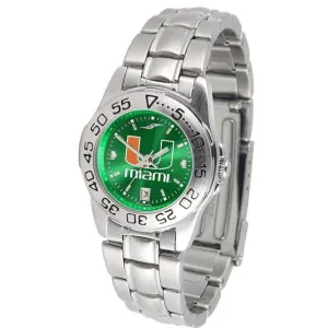 Miami Hurricanes Ladies AnoChrome  Steel Band Sports Watch