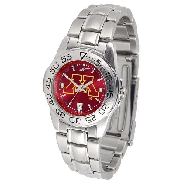 Minnesota Gophers Ladies AnoChrome  Steel Band Sports Watch