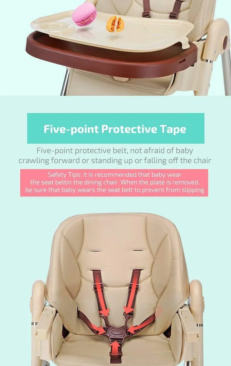 Multi function Foldable Portable Baby High Chair with Wheels