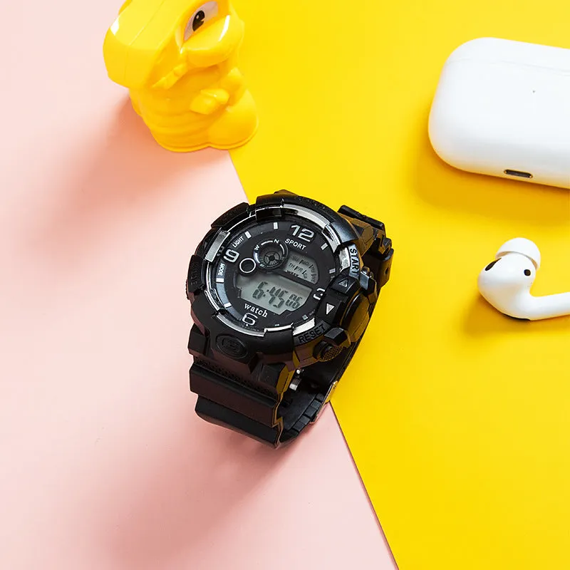 Multi-function luminous belt Alarm Bick Macaralon men and women watch LED students sports waterproof electronic watch