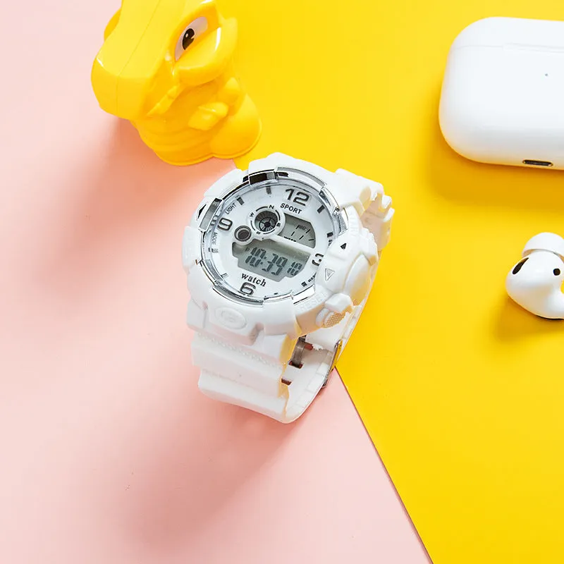 Multi-function luminous belt Alarm Bick Macaralon men and women watch LED students sports waterproof electronic watch