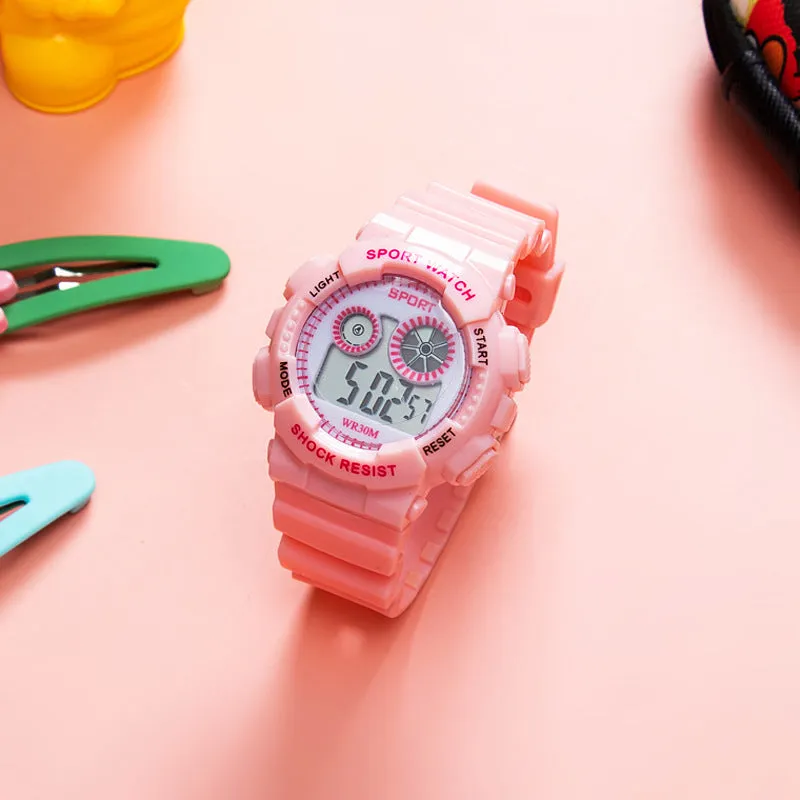 Multi-function luminous belt Alarm Bick Macaralon men and women watch LED students sports waterproof electronic watch