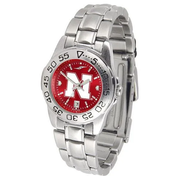 Nebraska Cornhuskers Ladies AnoChrome  Steel Band Sports Watch