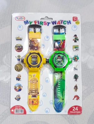 New Baby Boy Multi Functional Watches In Pack Of 2 Ben10 & Despicable Design Displays 24 Projections Also With Lighting