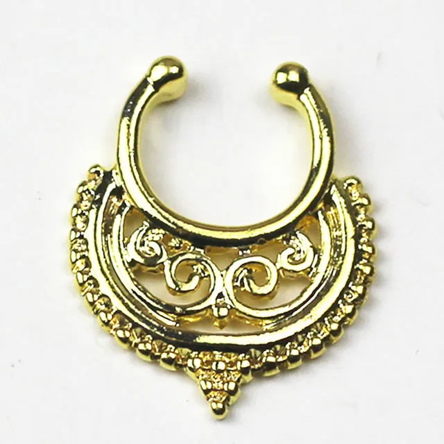 new Gold Silver Color Piercing nose ring Hoop nose For Women faux clip Rings clicker non Body Jewelry e03