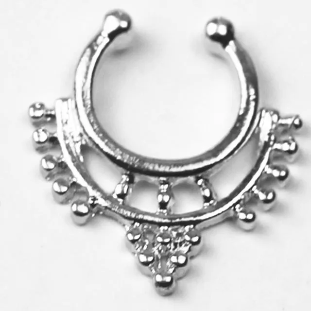 new Gold Silver Color Piercing nose ring Hoop nose For Women faux clip Rings clicker non Body Jewelry e03