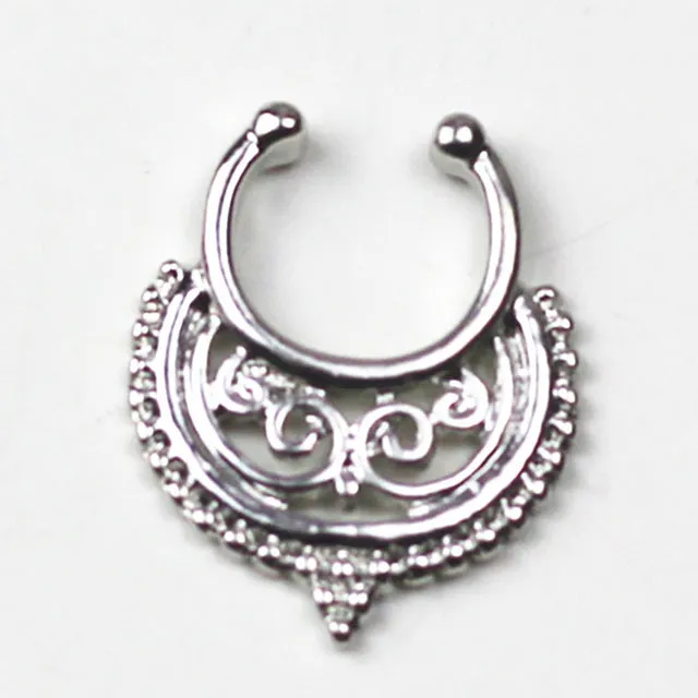 new Gold Silver Color Piercing nose ring Hoop nose For Women faux clip Rings clicker non Body Jewelry e03