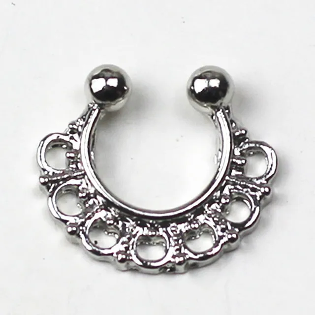new Gold Silver Color Piercing nose ring Hoop nose For Women faux clip Rings clicker non Body Jewelry e03