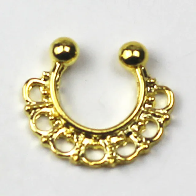 new Gold Silver Color Piercing nose ring Hoop nose For Women faux clip Rings clicker non Body Jewelry e03