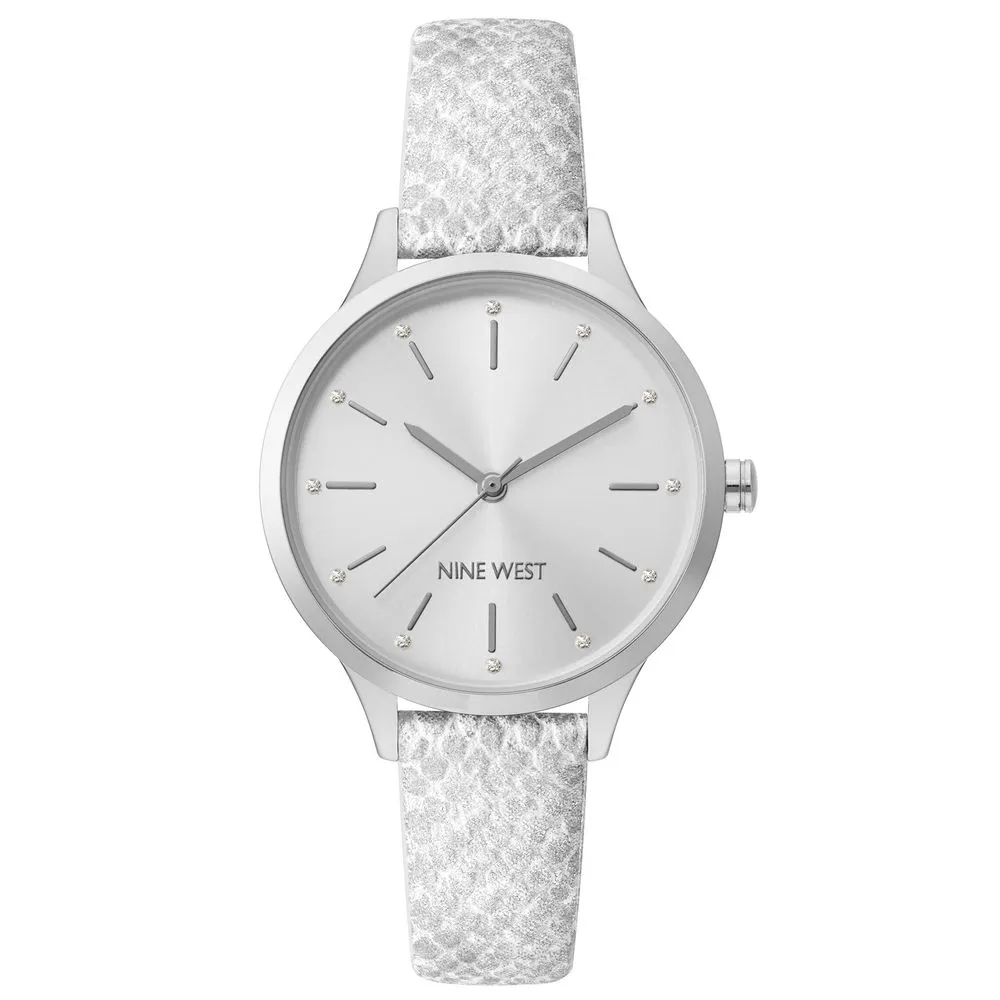 Nine West Quartz Classic Steel Silver Rhine Stone