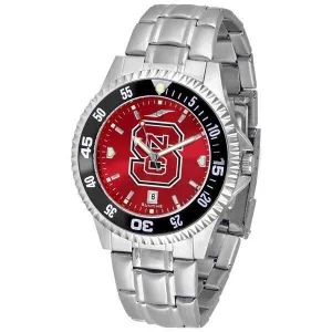 North Carolina State Wolfpack Mens Competitor AnoChrome Steel Band Watch w/ Colored Bezel