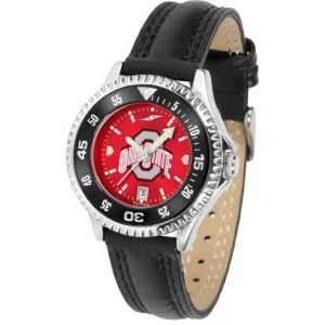 Ohio State Buckeyes Ladies Competitor Ano Poly/Leather Band Watch w/ Colored Bezel